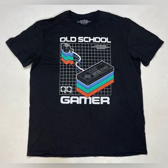 Nintendo Entertainment System Old School Gamer Graphic T-shirt Men XL Black - Picture 1 of 5